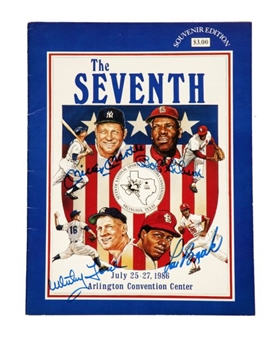 1986 National Sports Convention Multi-Signed Poster and Program with Mantle  